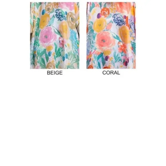 Pink Floral Print Contrast Border Spring Summer Kimono Open Wrap Coverup Top - Picture 5 of 5